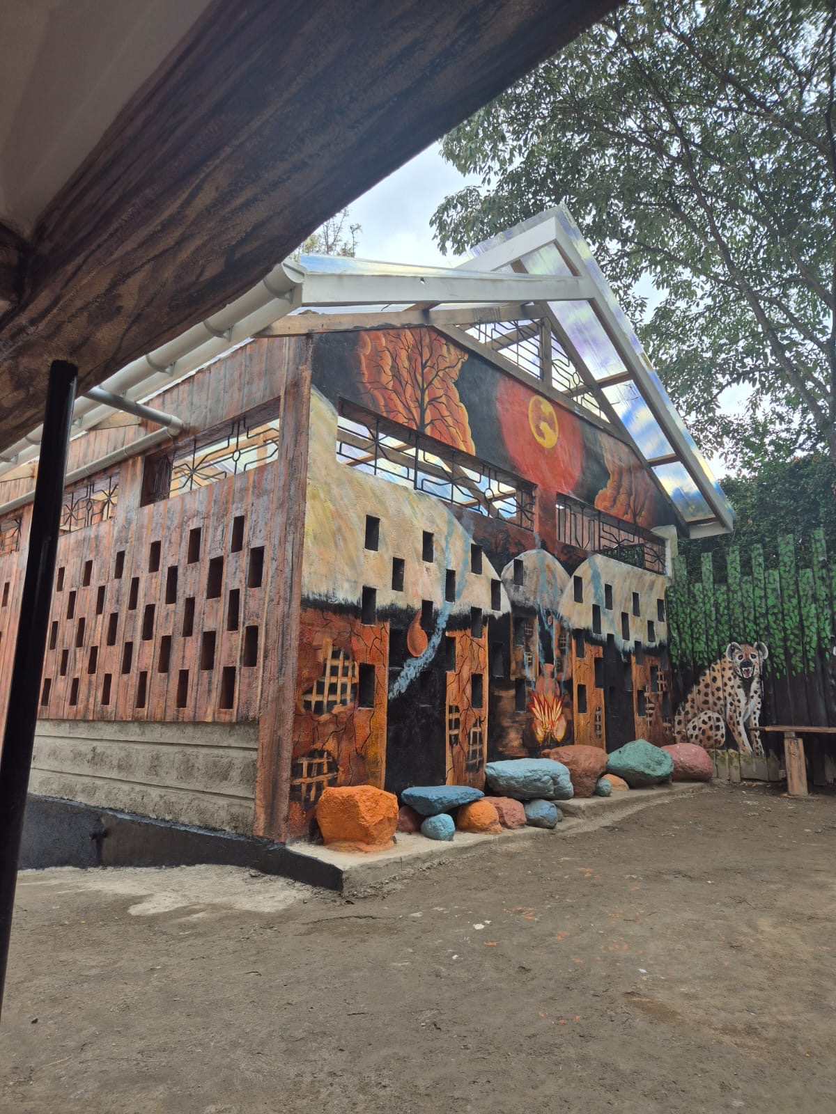 Painted murals around the property